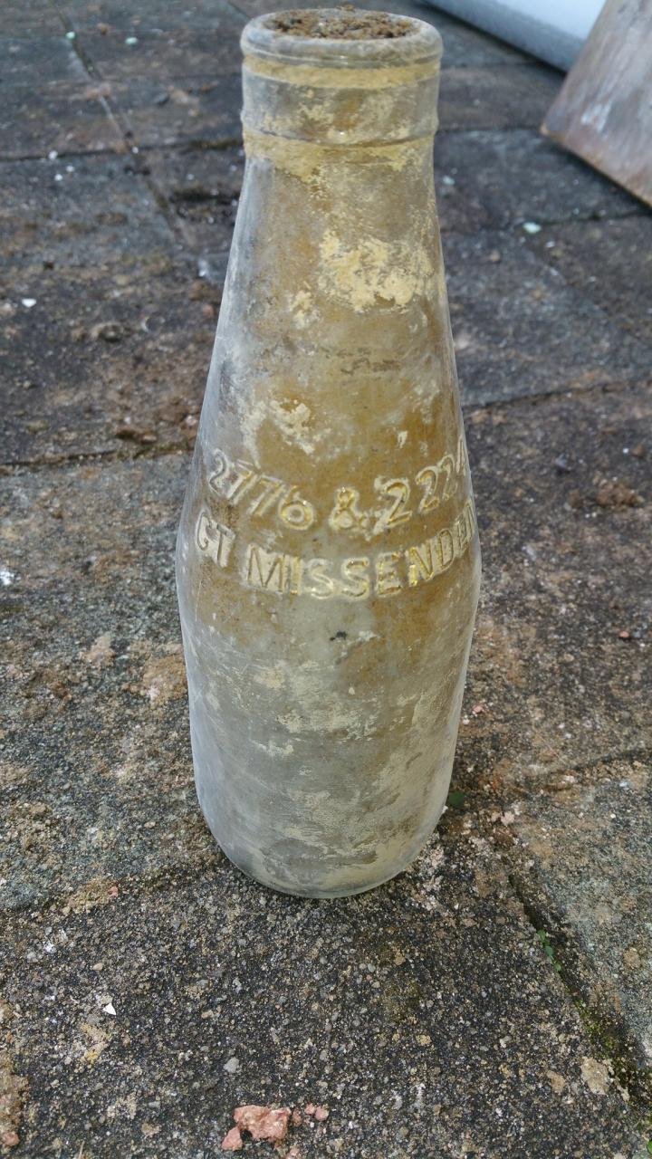  Old bottles from when the air raid shelter was built were found amongst the mud and dirt