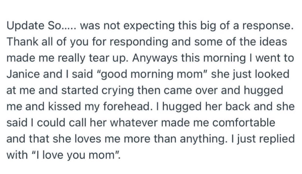 A young man tells the story of how he started calling his foster parent "Mom."